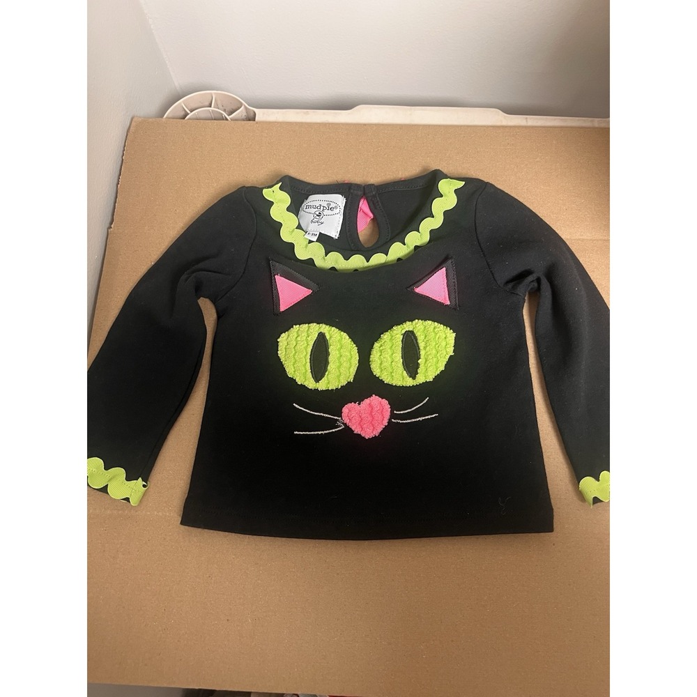 Mud Pie Baby 6-9 Month Black Cat Boutique Top
